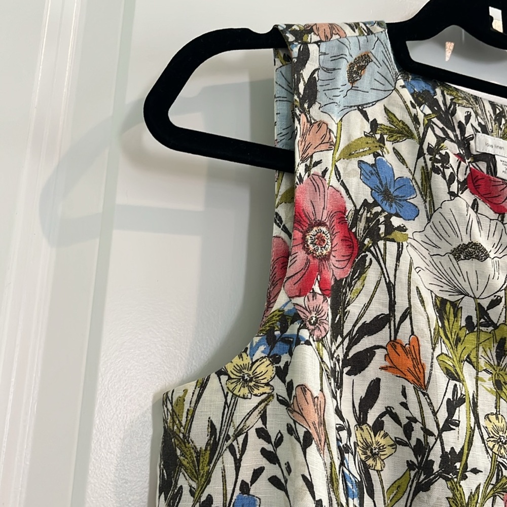 J. Jill Floral Sleeveless Mini Dress in White with Red, Blue, Orange and Green - Picture 4 of 8